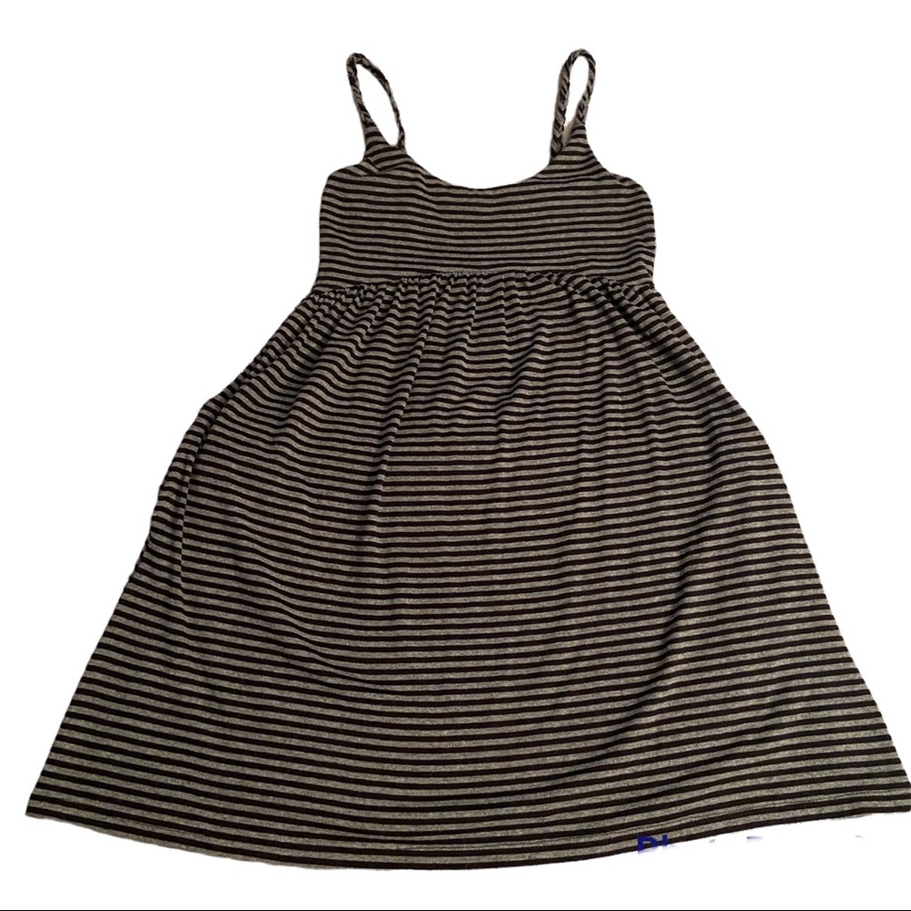 Lux black & gray striped babydoll dress medium